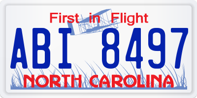 NC license plate ABI8497