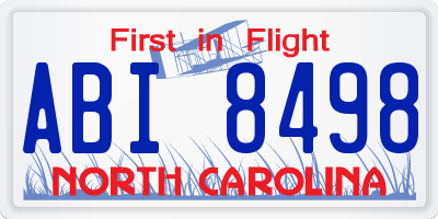 NC license plate ABI8498