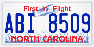 NC license plate ABI8509