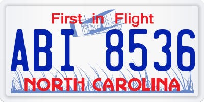 NC license plate ABI8536