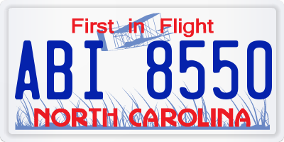 NC license plate ABI8550