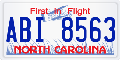 NC license plate ABI8563