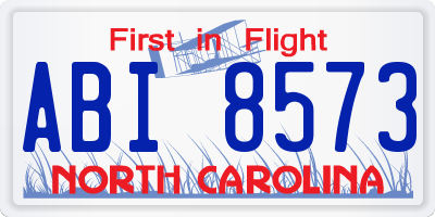 NC license plate ABI8573