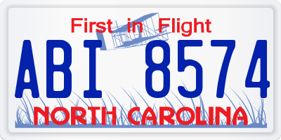 NC license plate ABI8574