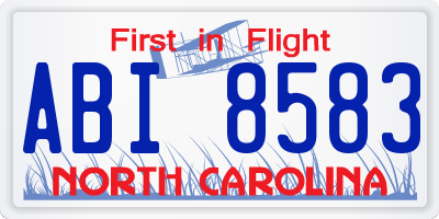 NC license plate ABI8583