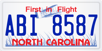 NC license plate ABI8587