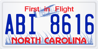 NC license plate ABI8616