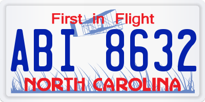 NC license plate ABI8632