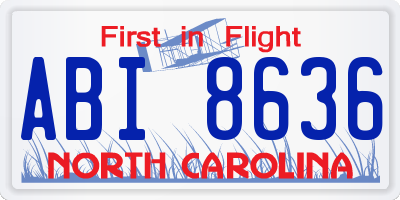 NC license plate ABI8636