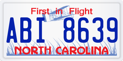 NC license plate ABI8639
