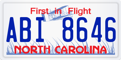 NC license plate ABI8646