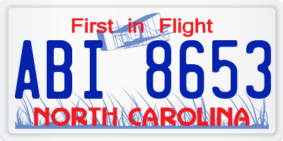 NC license plate ABI8653