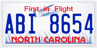 NC license plate ABI8654