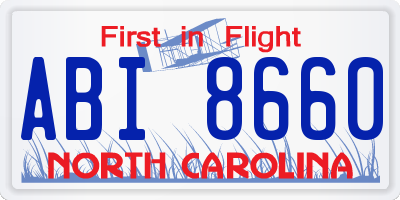NC license plate ABI8660