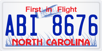 NC license plate ABI8676
