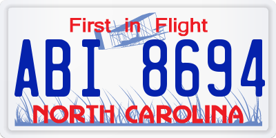 NC license plate ABI8694