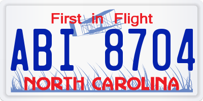 NC license plate ABI8704