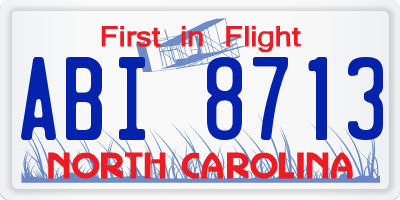 NC license plate ABI8713