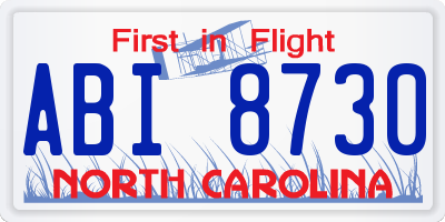NC license plate ABI8730