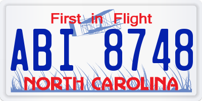 NC license plate ABI8748