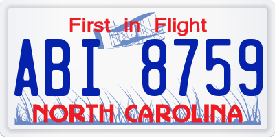 NC license plate ABI8759