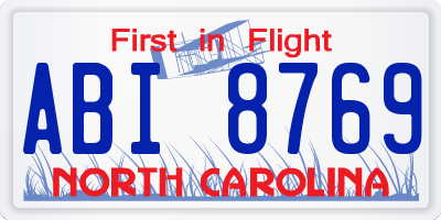 NC license plate ABI8769