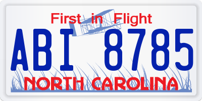NC license plate ABI8785
