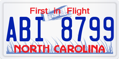 NC license plate ABI8799