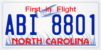 NC license plate ABI8801