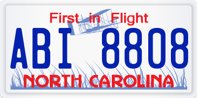 NC license plate ABI8808