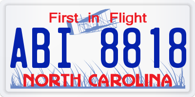 NC license plate ABI8818