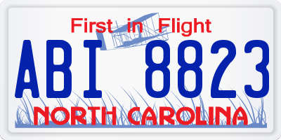 NC license plate ABI8823