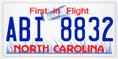 NC license plate ABI8832