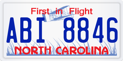 NC license plate ABI8846