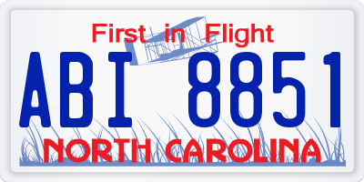 NC license plate ABI8851