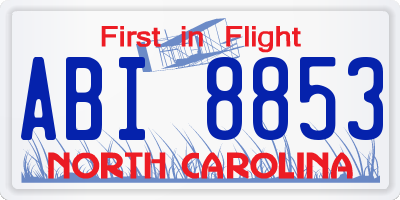 NC license plate ABI8853