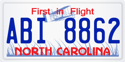 NC license plate ABI8862