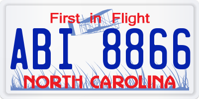 NC license plate ABI8866
