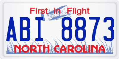 NC license plate ABI8873