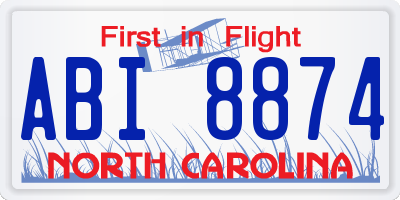 NC license plate ABI8874