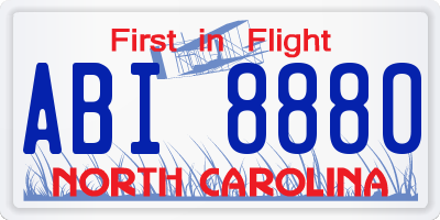 NC license plate ABI8880