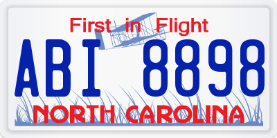 NC license plate ABI8898