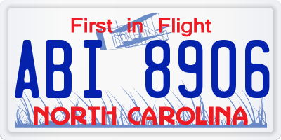 NC license plate ABI8906