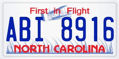 NC license plate ABI8916