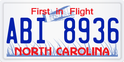 NC license plate ABI8936