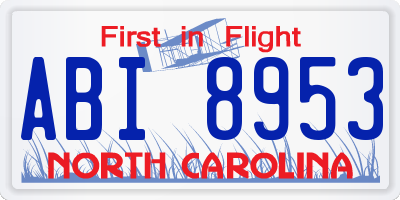 NC license plate ABI8953