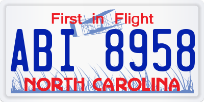 NC license plate ABI8958