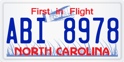 NC license plate ABI8978