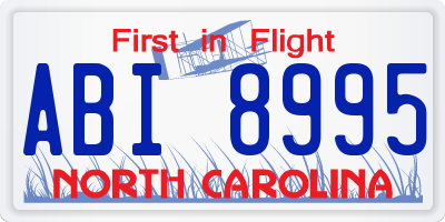 NC license plate ABI8995