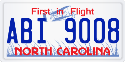 NC license plate ABI9008